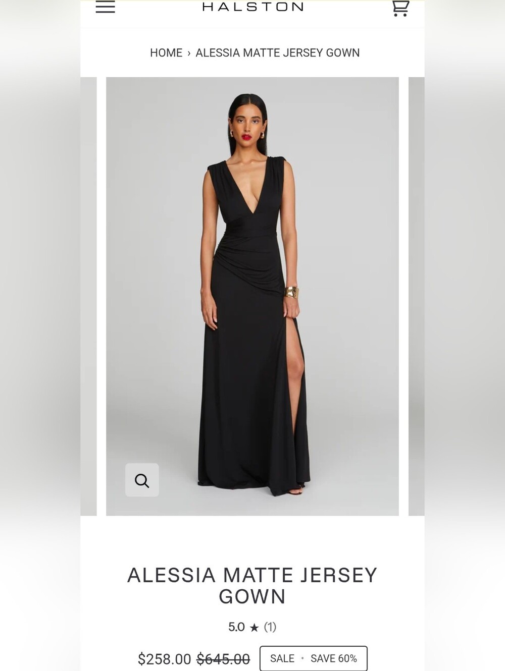 Halston Alessia Matte Jersey Gown In Black, Size 10